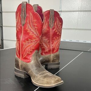 Ariat Red and Brown Leather Western Boots